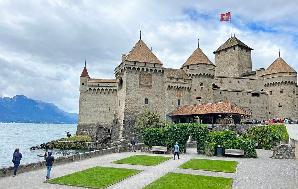 Chillon Fortress on Lake Geneva in Switzerland