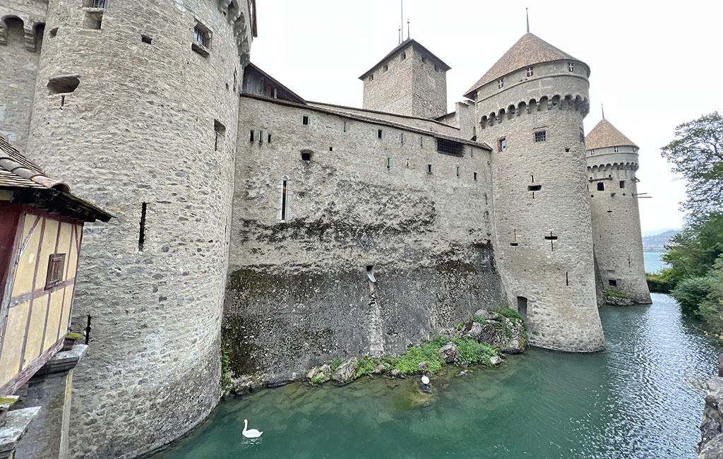 waters of Lake Geneva at Chillon Castle