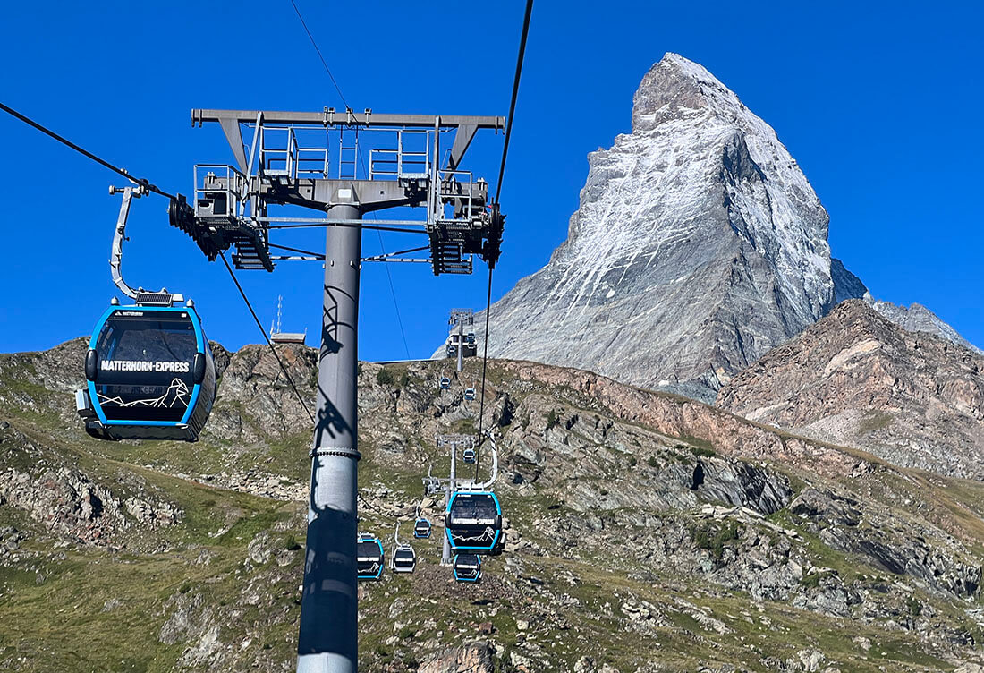 cable car towards the matterhorn glacier paradise
