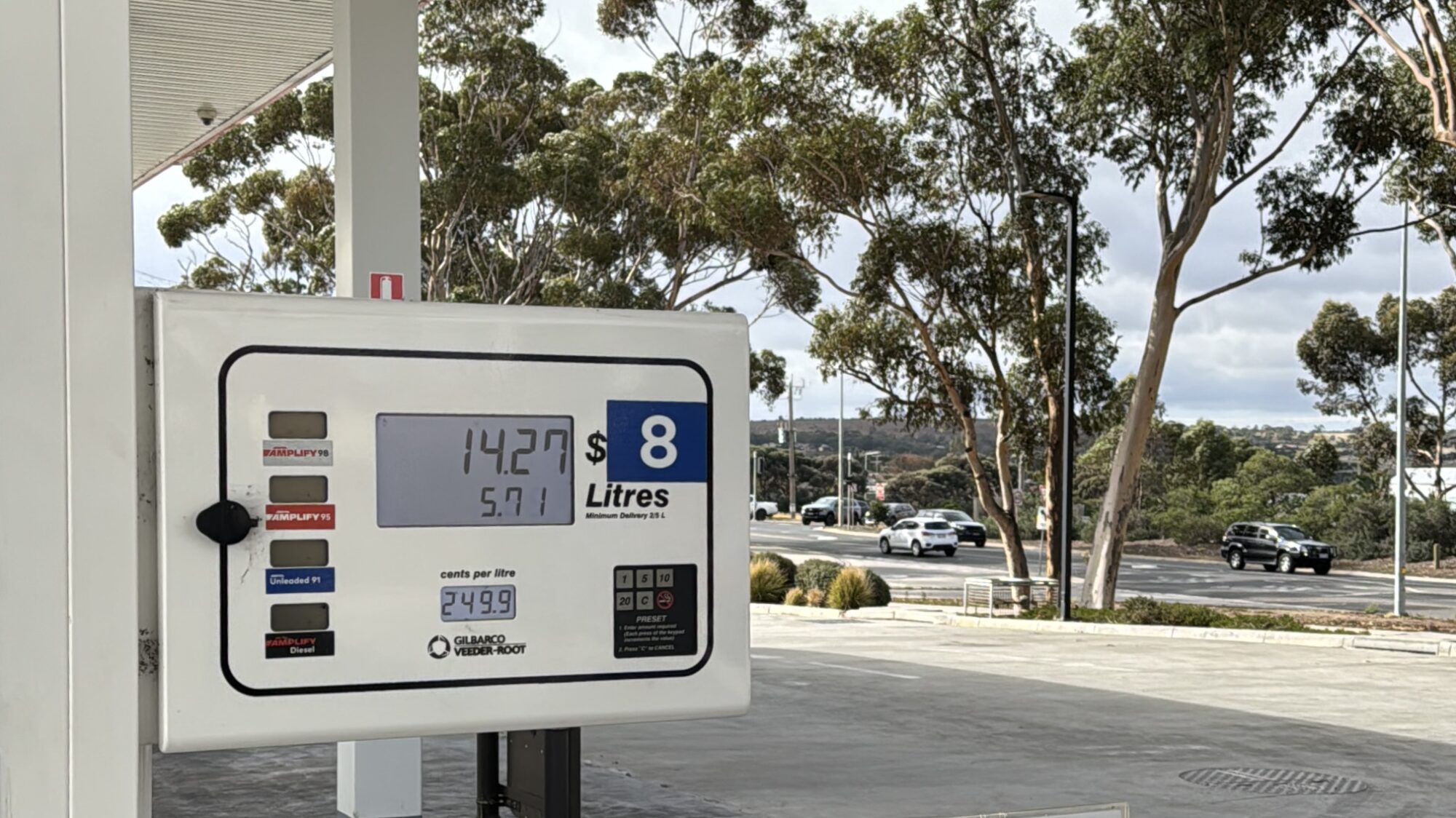 Price of gasoline at an Australian gas station during our motorhome trip